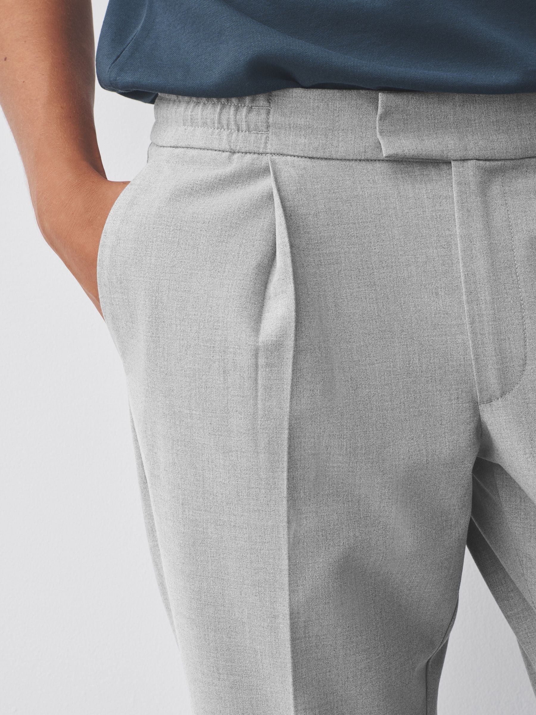 Lichtgrijs - Slim fit stretchy Broeken met intern trekkoord