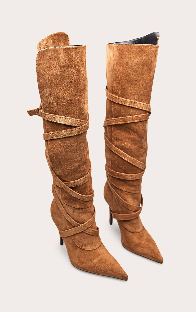 Camel Bottes Hautes En Synthétique Avec Détail Enroulé