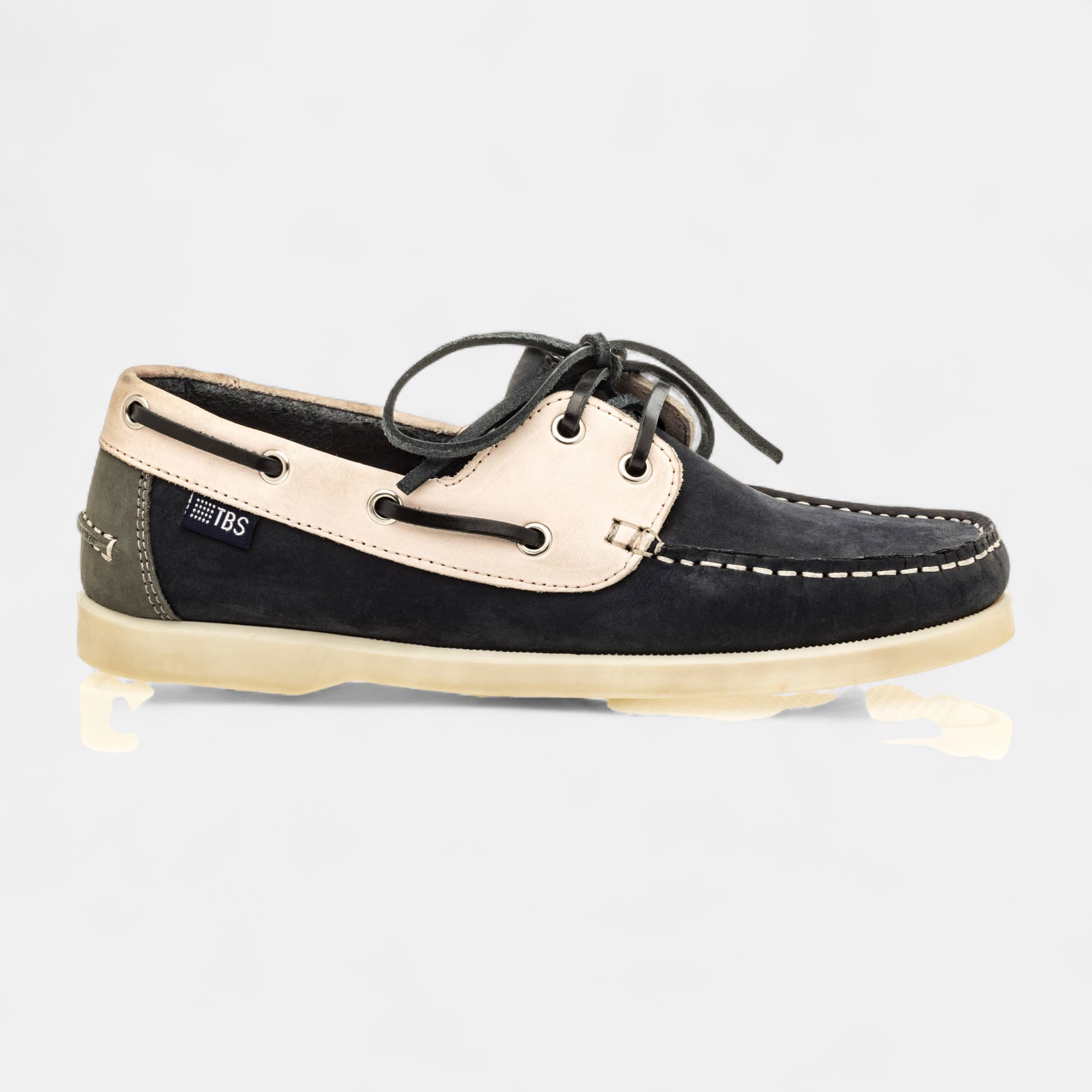 Chaussures bateau Femme en cuir bleu marine