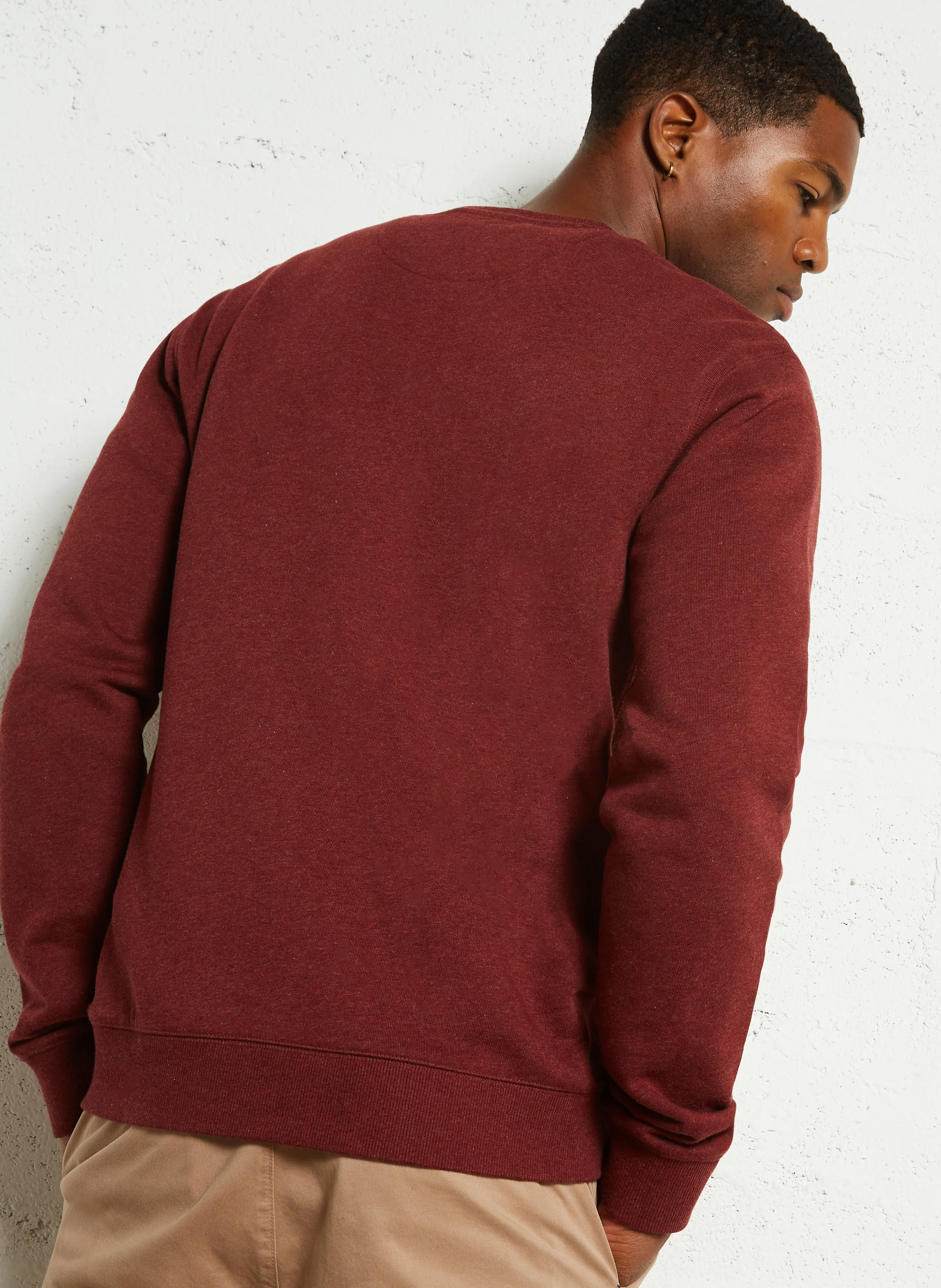 TIM - Sweat slim-fit col rond en coton bio | Rouge
