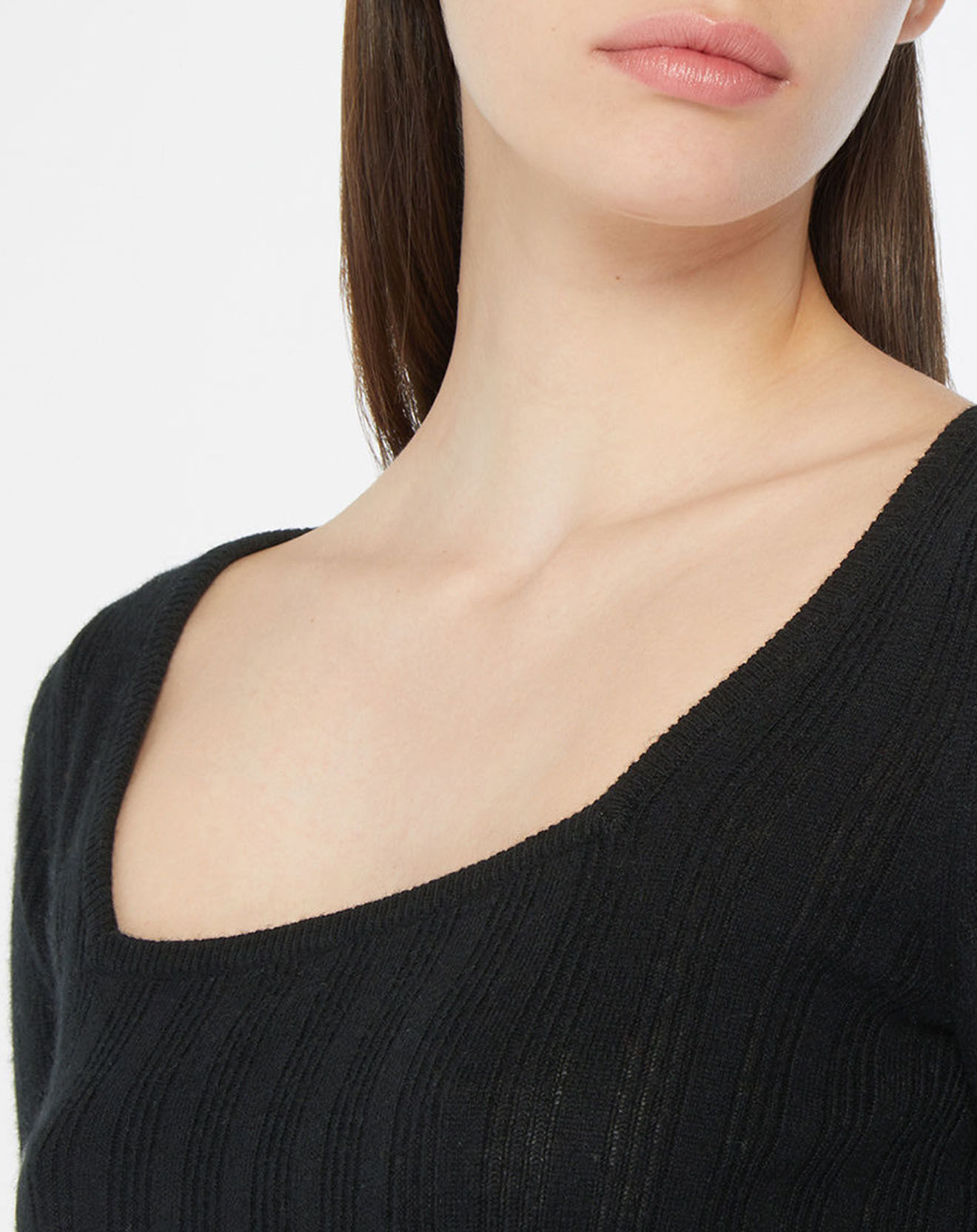 Galeries Lafayette Pull en Laine & Cachemire Sacha col danseuse noir