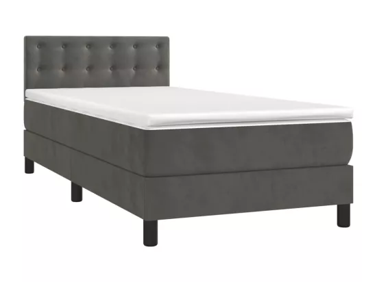 Sommier tapissier et matelas et LED Gris foncé 90x190cm Velours