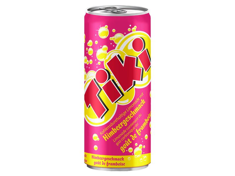 Tiki Soft-Drinks Himbeer 6 x 0.25 l Kohlensäurehaltige Limonade mit Himbeergeschmack