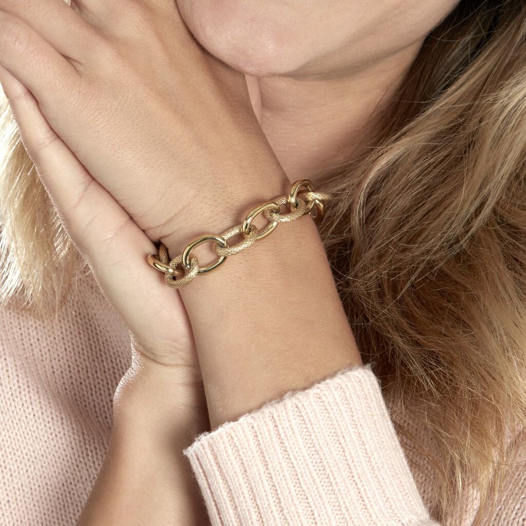 Bracelet Aelia Maille Alternee Acier Jaune