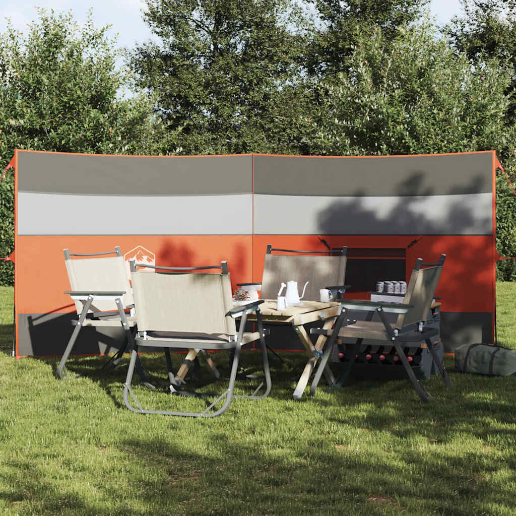 vidaXL Kampeerwindscherm Grijs en Oranje 340x130 cm Waterdicht