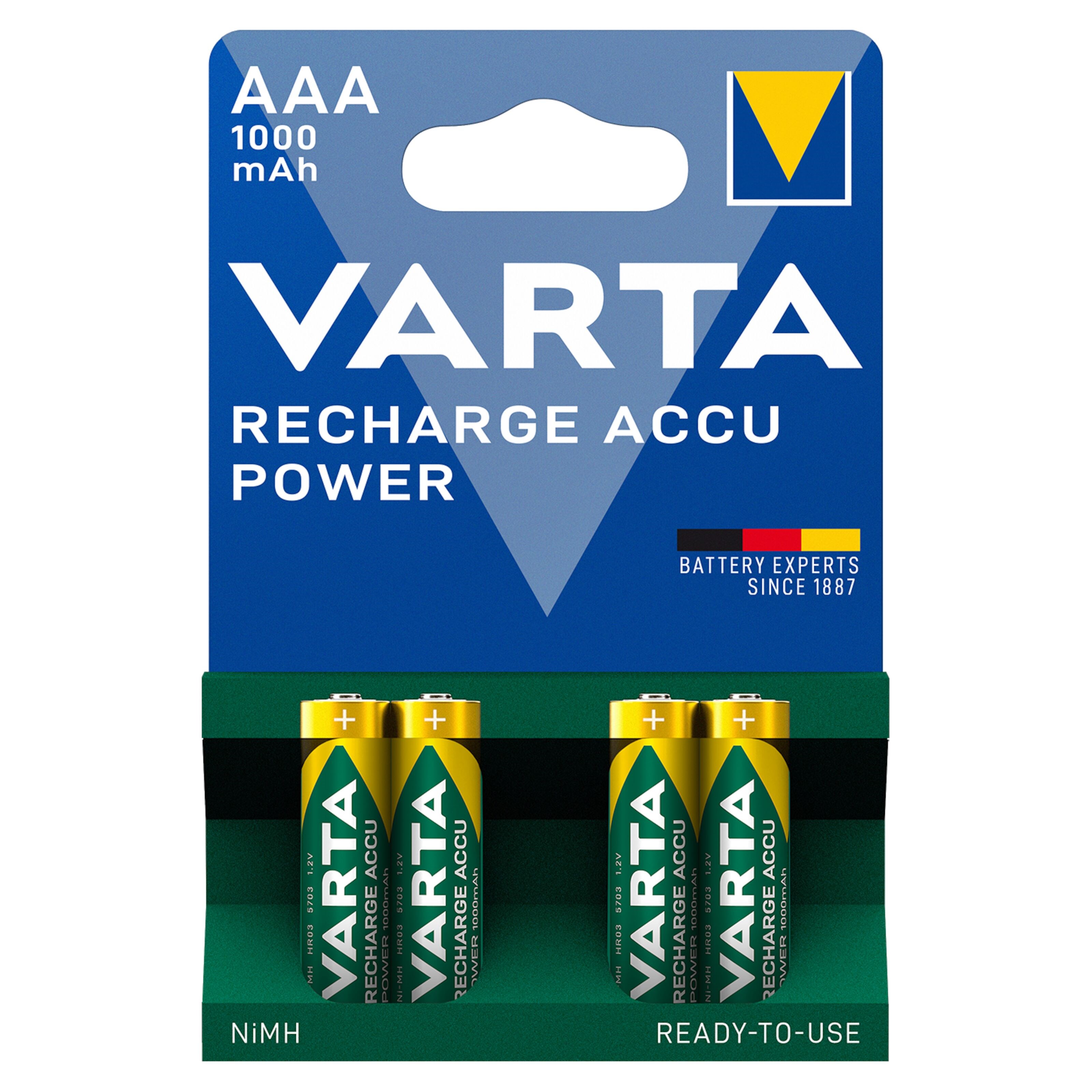 Varta Oppladbare AAA-batterier 1000 mAh 4-pk.