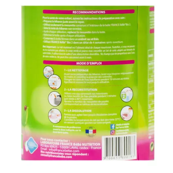 France Bébé Nutrition Lait de Suite 2ème Âge Bio 400g
