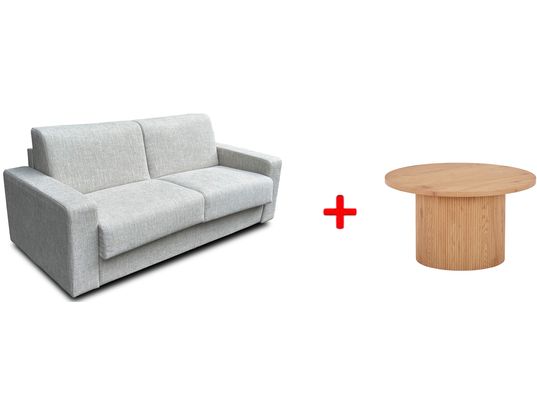 CONCEPT1 - Canapé lit Amsterdam 3 pl 140 beige + table basse Boavista