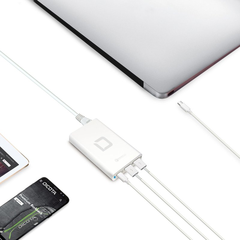 DICOTA D31720 chargeur d'appareils mobiles Ordinateur portable Blanc Charge rapide Intérieure