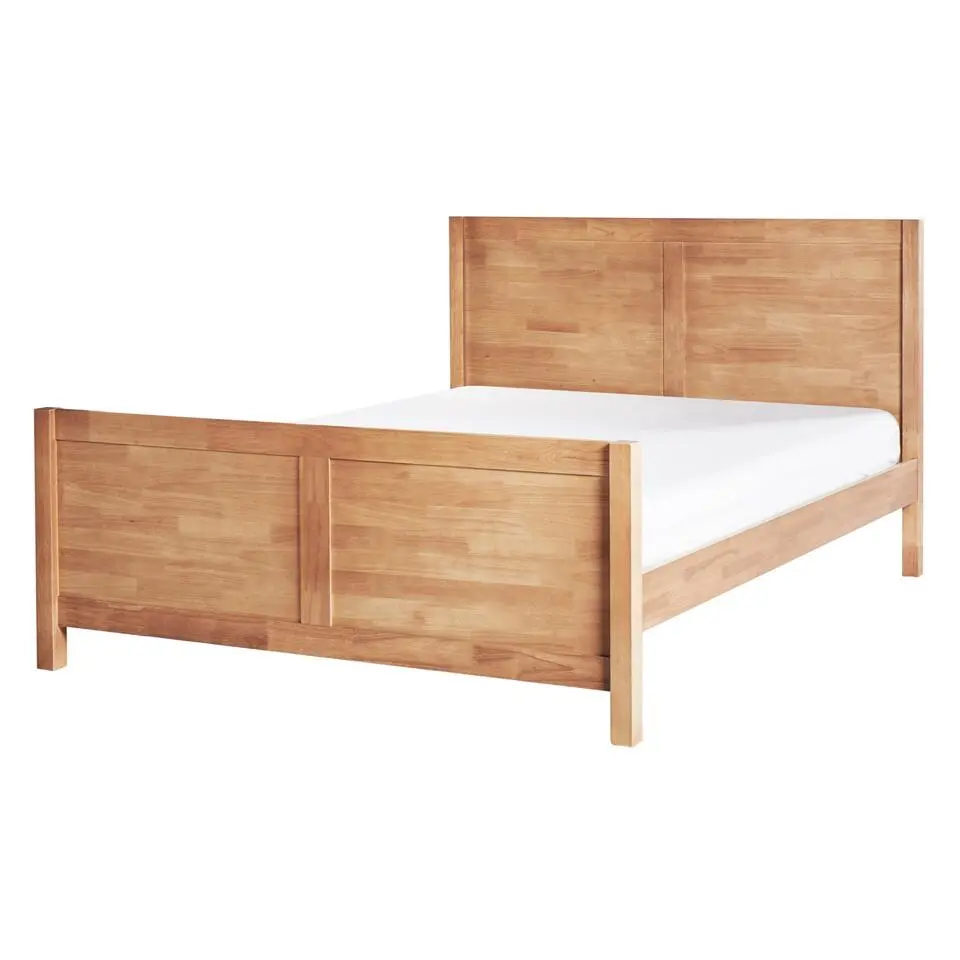 CHAMPAGNAT - Tweepersoonsbed - Lichtbruin - 140 x 200 cm - Rubberhout