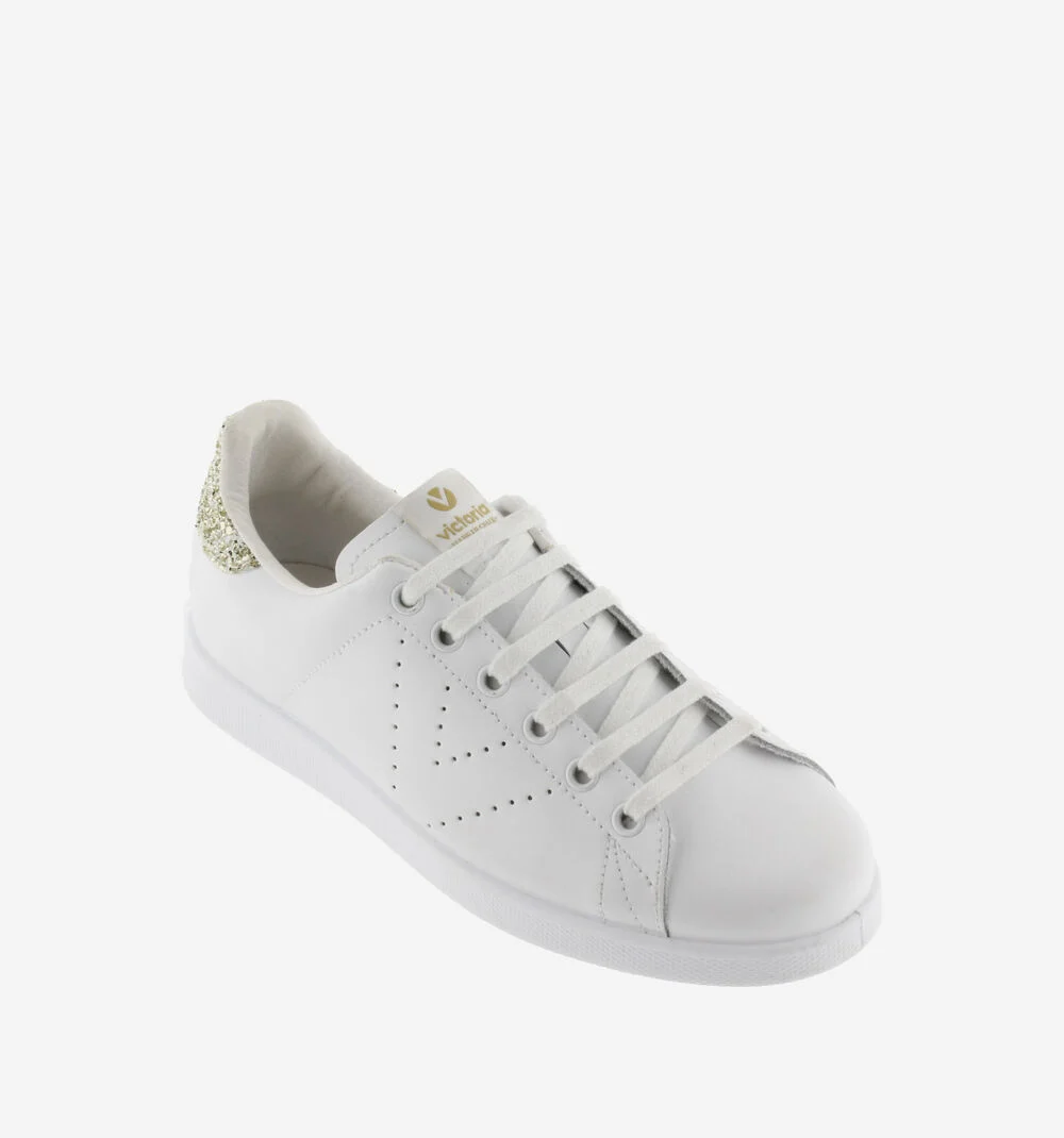 TENIS CUIR & GLITTER Baskets blanches en cuir CAVA