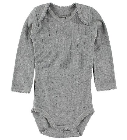 Noa Noa miniature Body - l/ä - Graumeliert m. Lochmuster