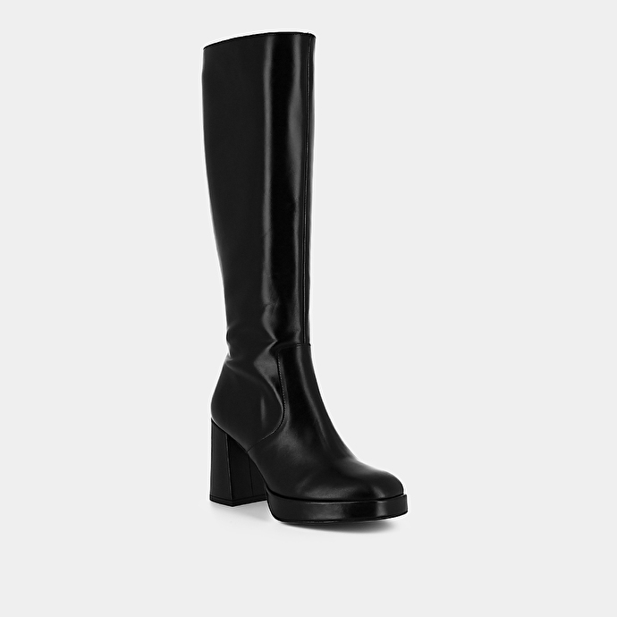 Bottes à plateformes  en cuir noir