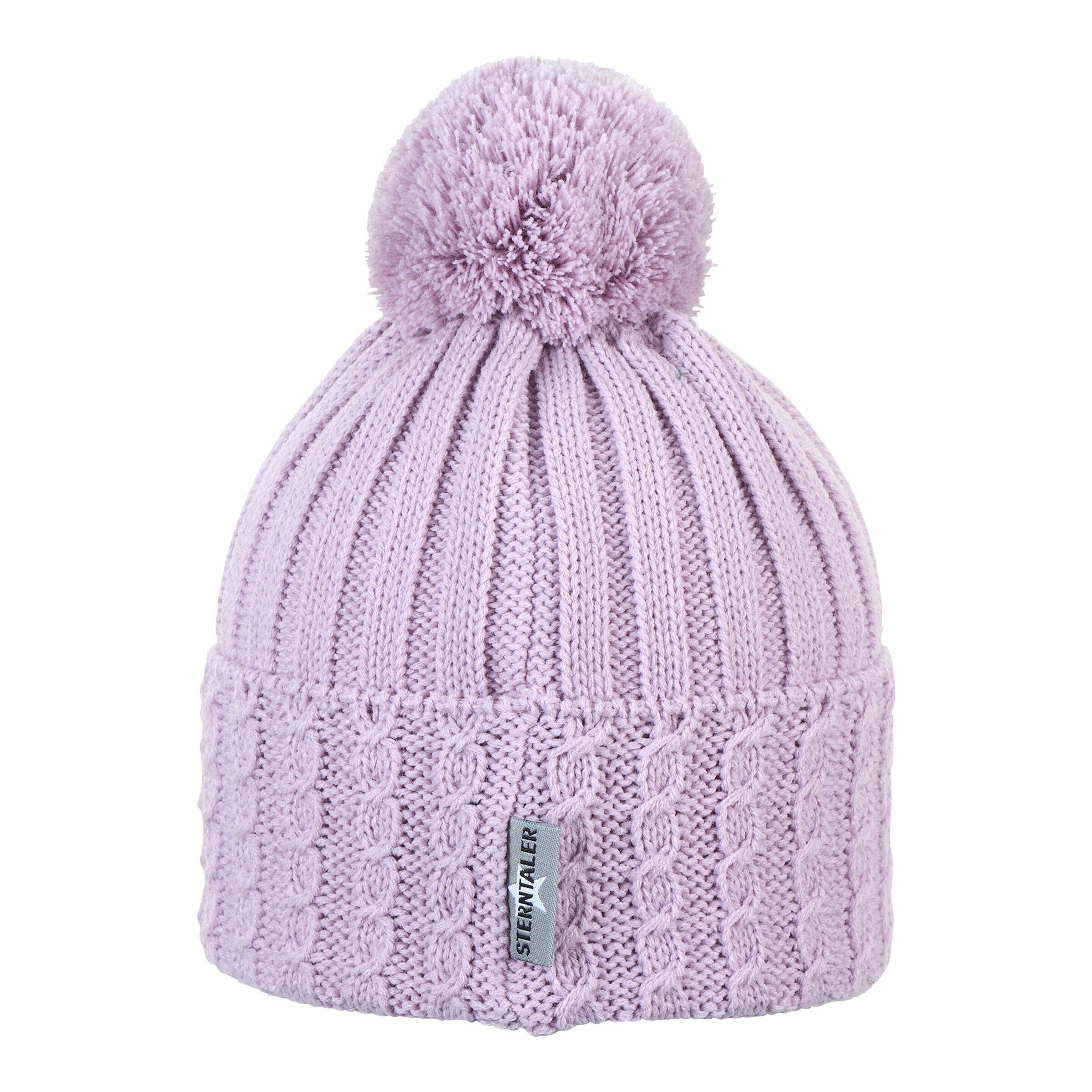 Sterntaler Winter-Strickmütze Bommel flieder