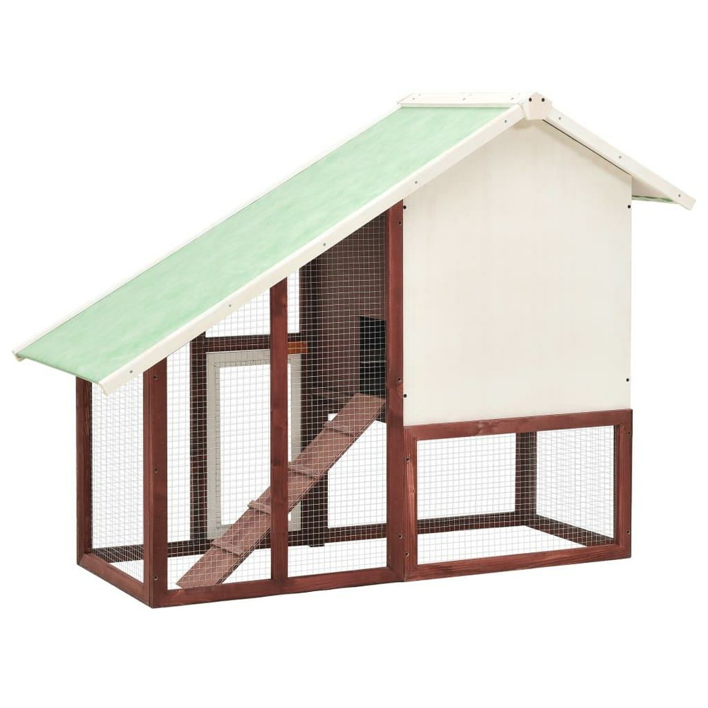 Clapier 140 x 63 x 120 cm bois de sapin massif moka et blanc