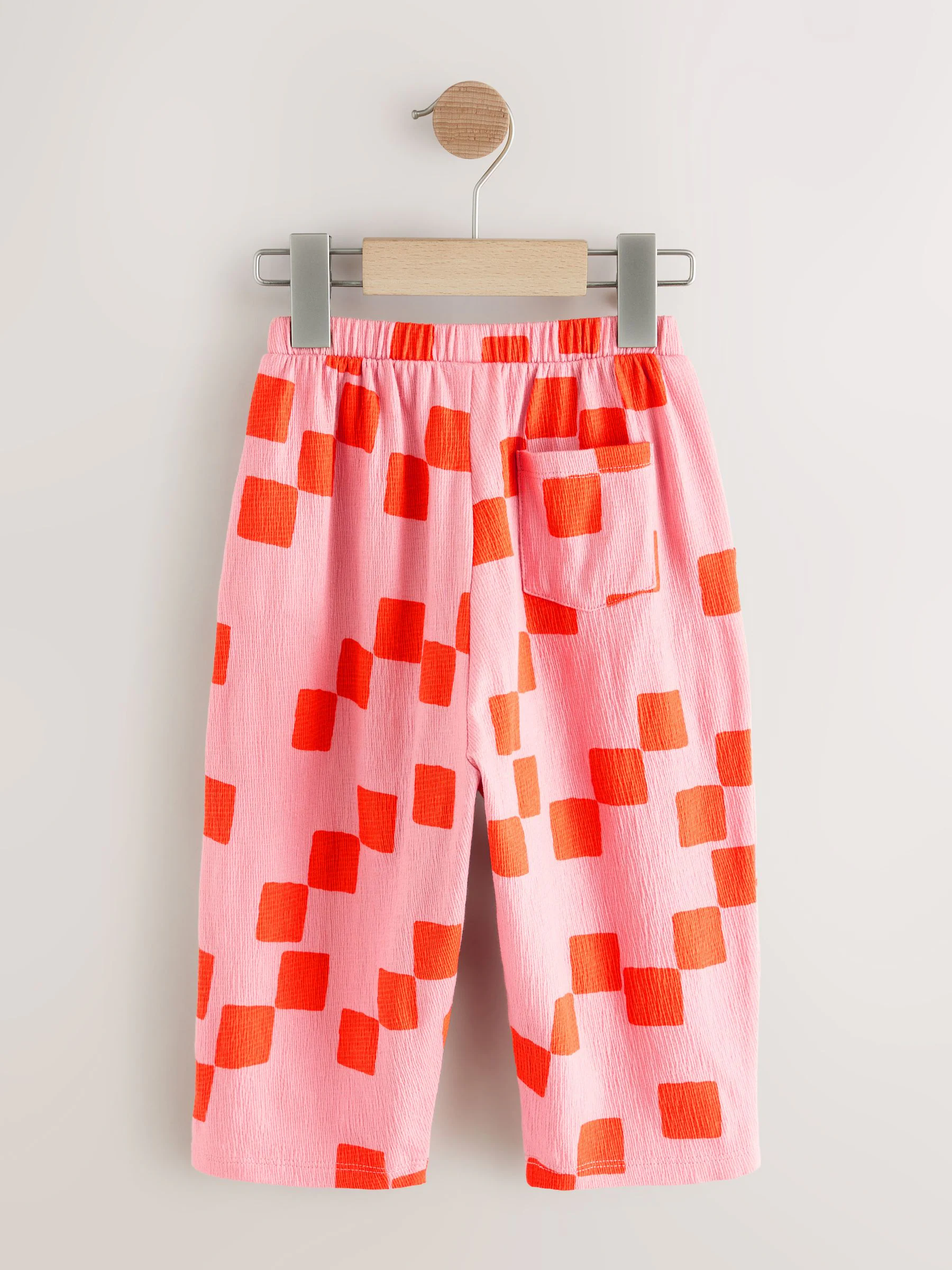 Roze met dambordmotief - Barrel Trousers (3mths-7yrs)
