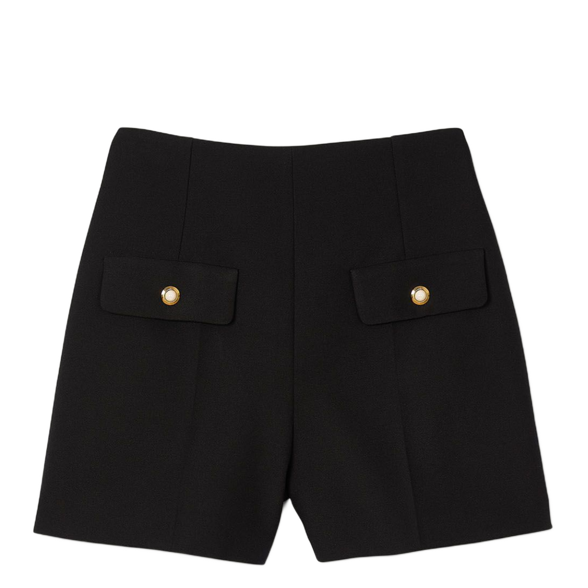 Short taille haute à poches boutonnées | Noir