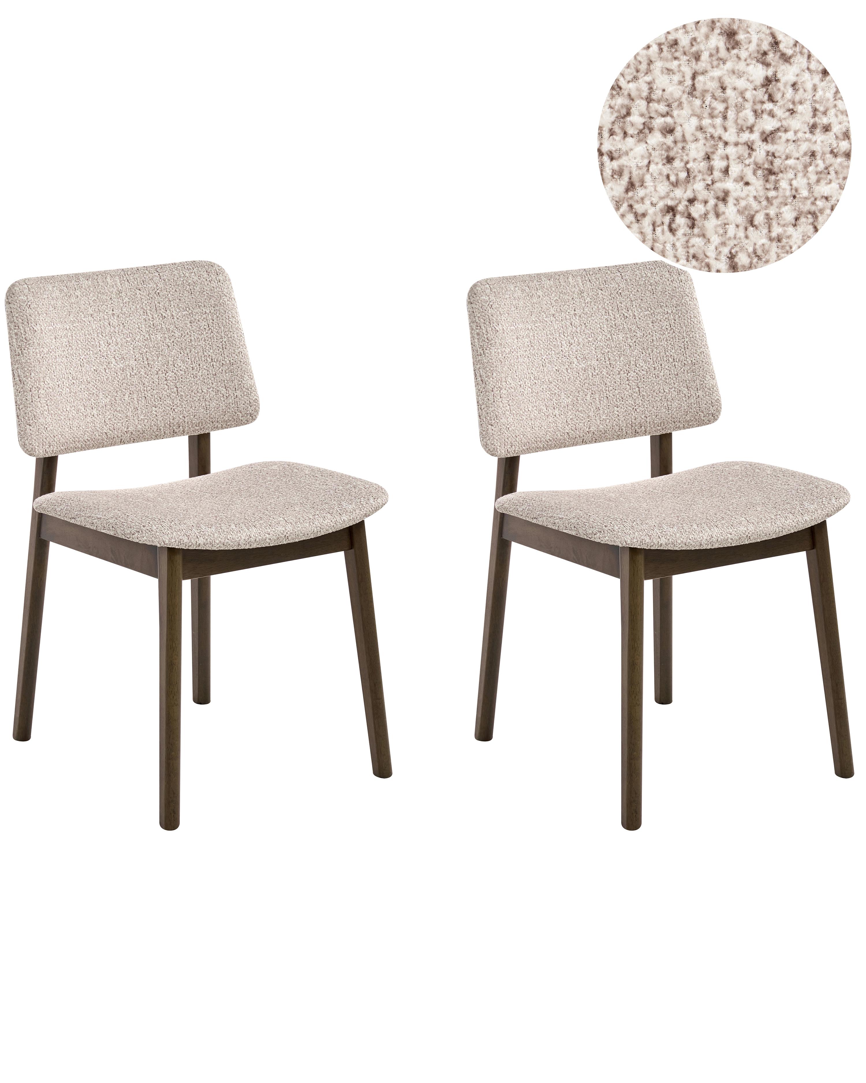 Set van 2 eetkamerstoelen BLANE Bouclé Donkerbruin/taupe