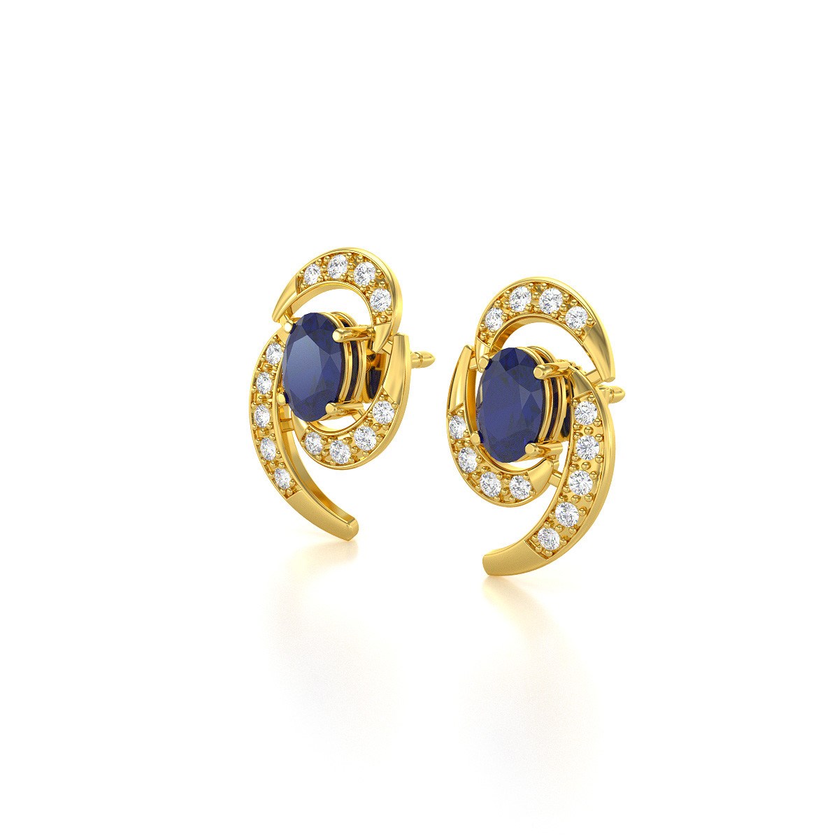 Boucles d'oreilles ADEN Or 585 Jaune et Saphir 2.6grs