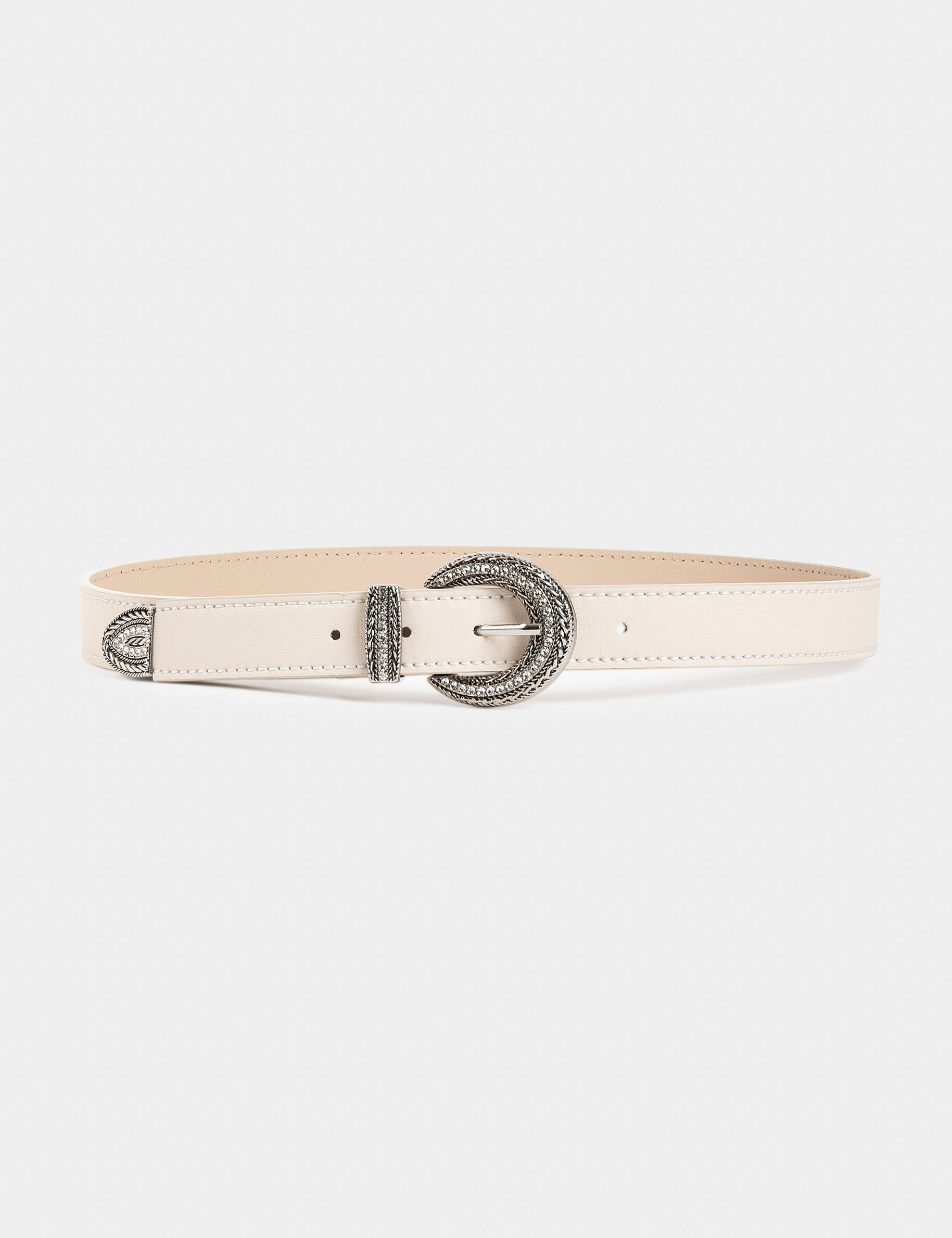Ceinture avec boucle à strass ivoire femme - ivoire