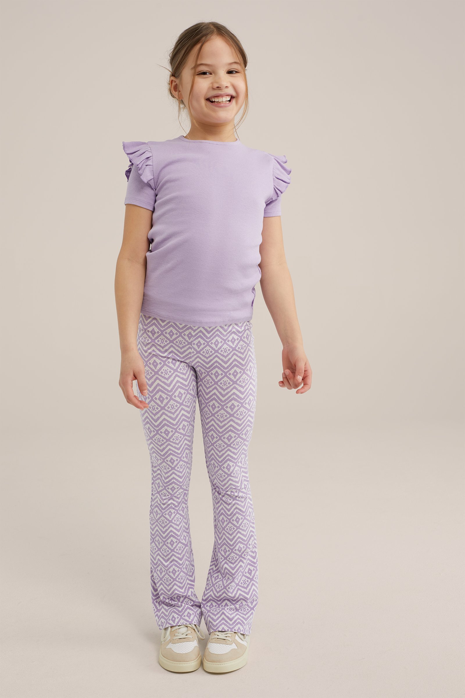 Meisjes T-shirt met ruches WE Fashion Lila