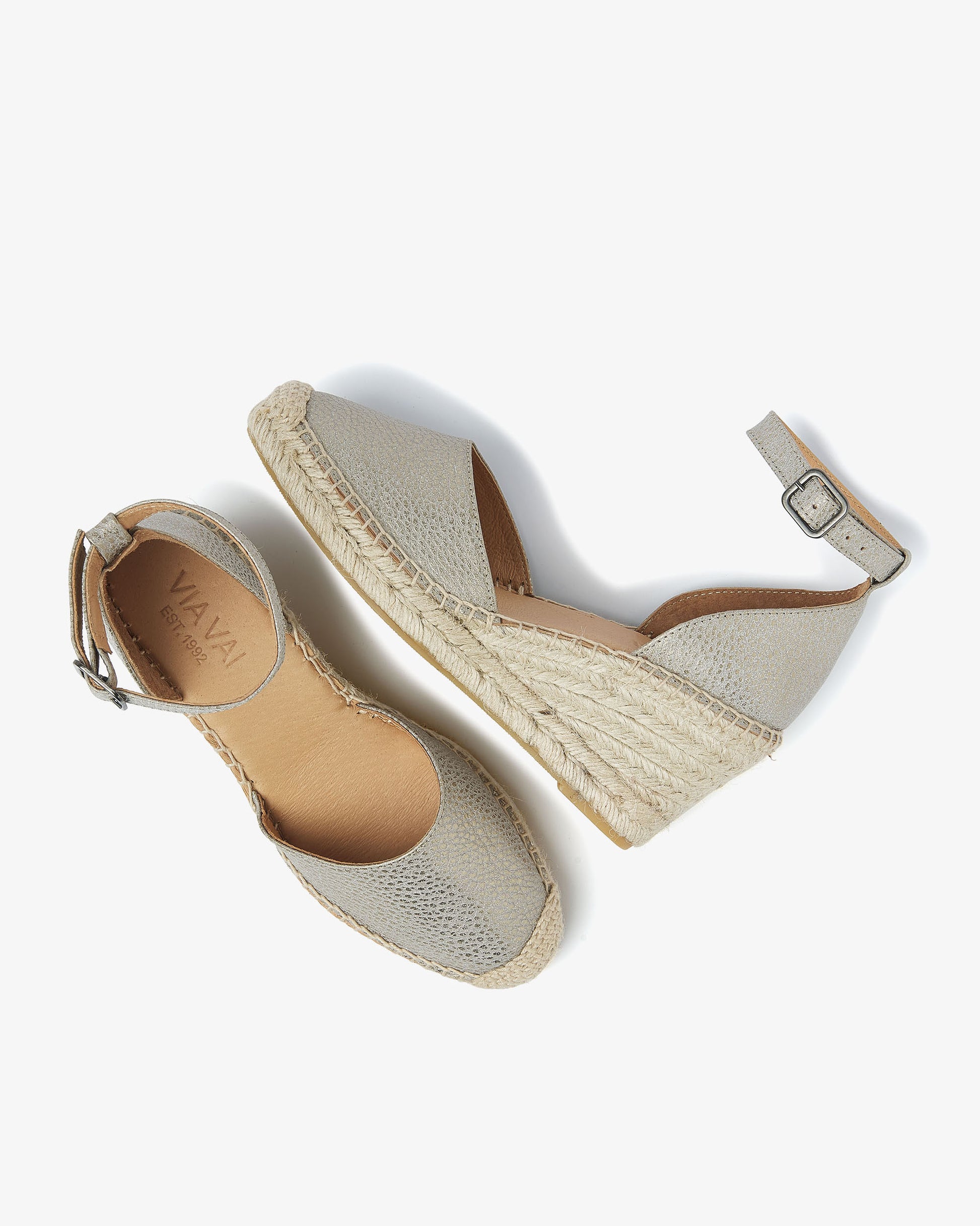 VIA VAI grijze espadrilles Flora Braid