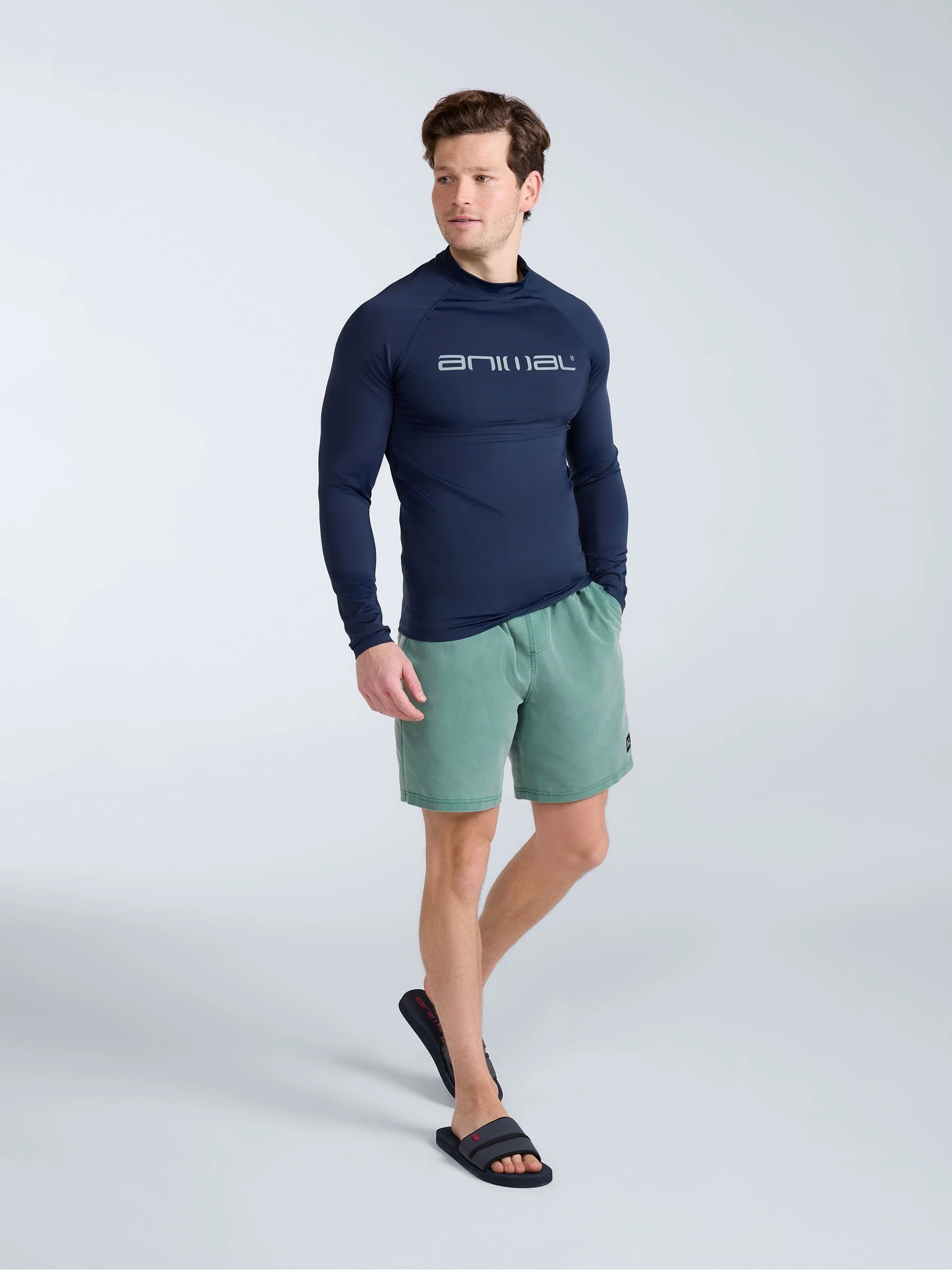 Blauw - Animal Sonny sneldrogend surfhemd met logo voor heren