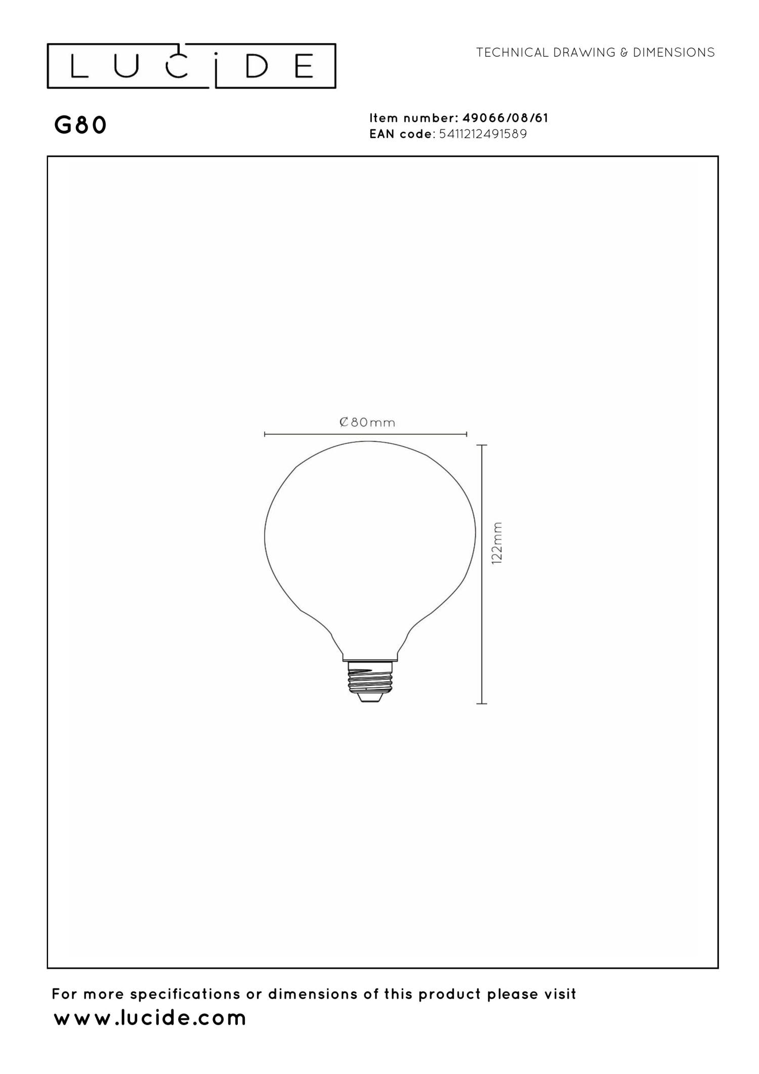Lucide G80 Filament lamp - Opaal (set van 3)
