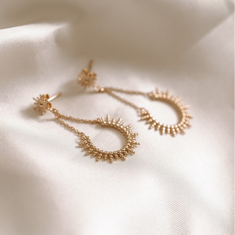 Boucles d'Oreilles Plaqué Or Soleil