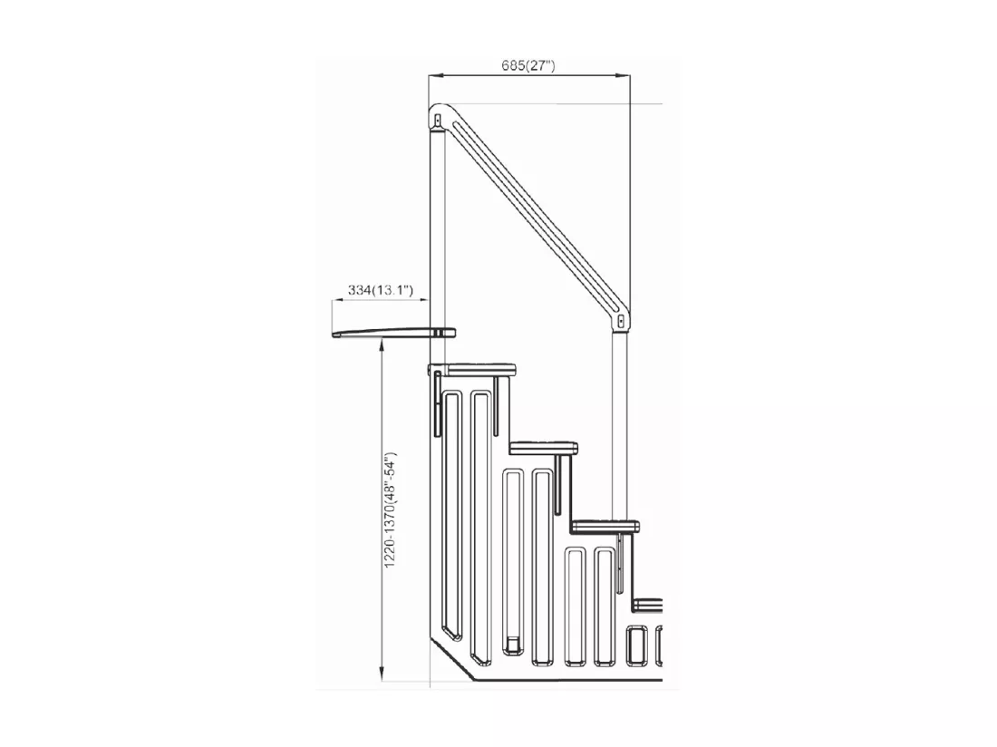 Escalier simple pour piscine en plastique