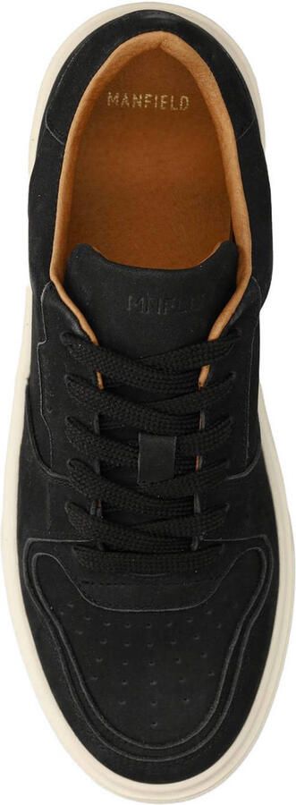 Manfield Heren Zwarte nubuck sneakers