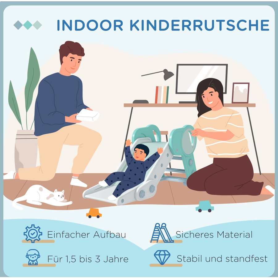 AIYAPLAY Kinderrutsche mit rutschfester Leiter grün