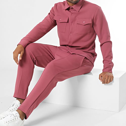 Ensemble Chemise Manches Longues Et Pantalon Chino Rose Fuschia