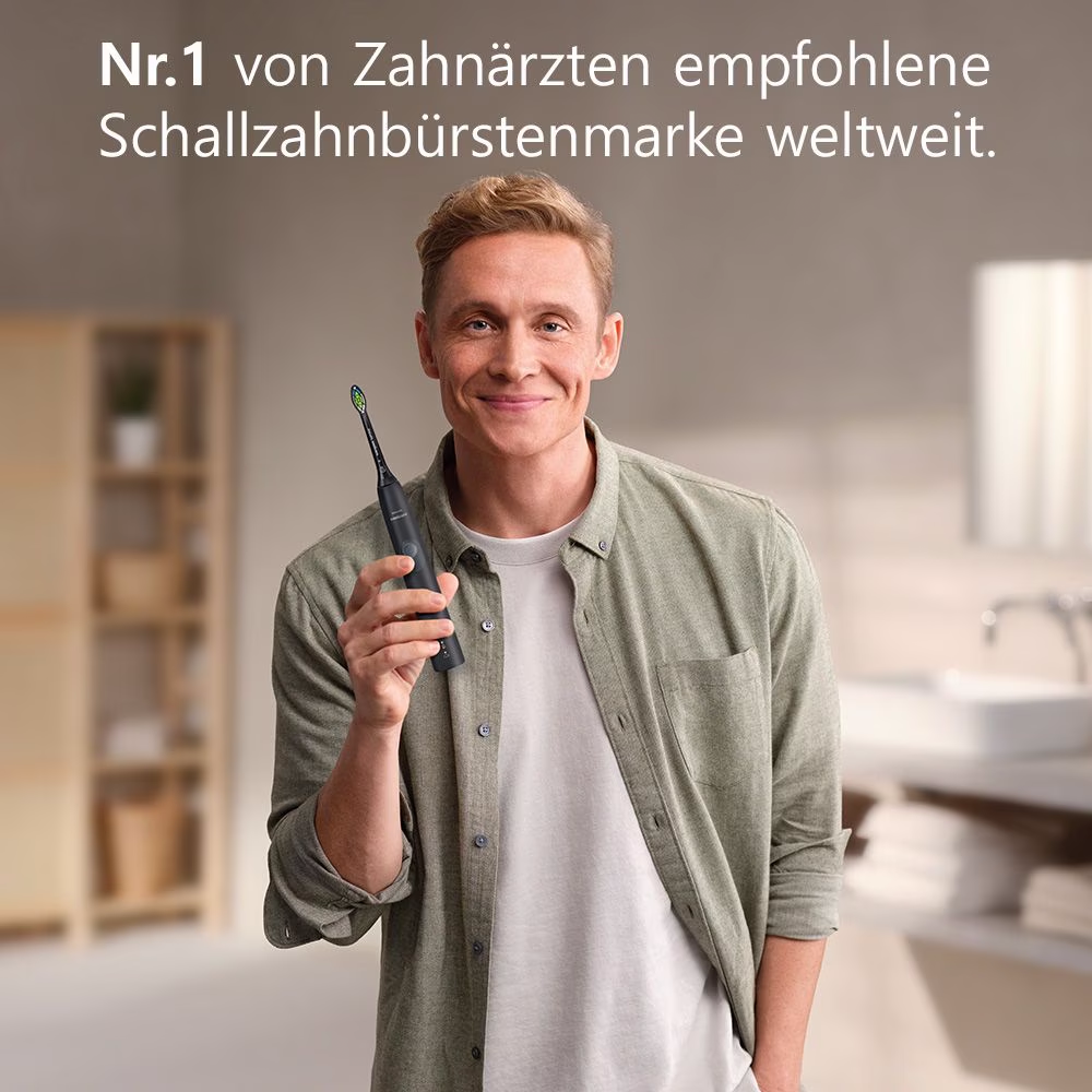 Sonicare ProtectiveClean 4300 Elektrische Zahnbürste Schallzahnbürste mit Induktiver Ladestation (HX6800/44) - Schwarz / Grau