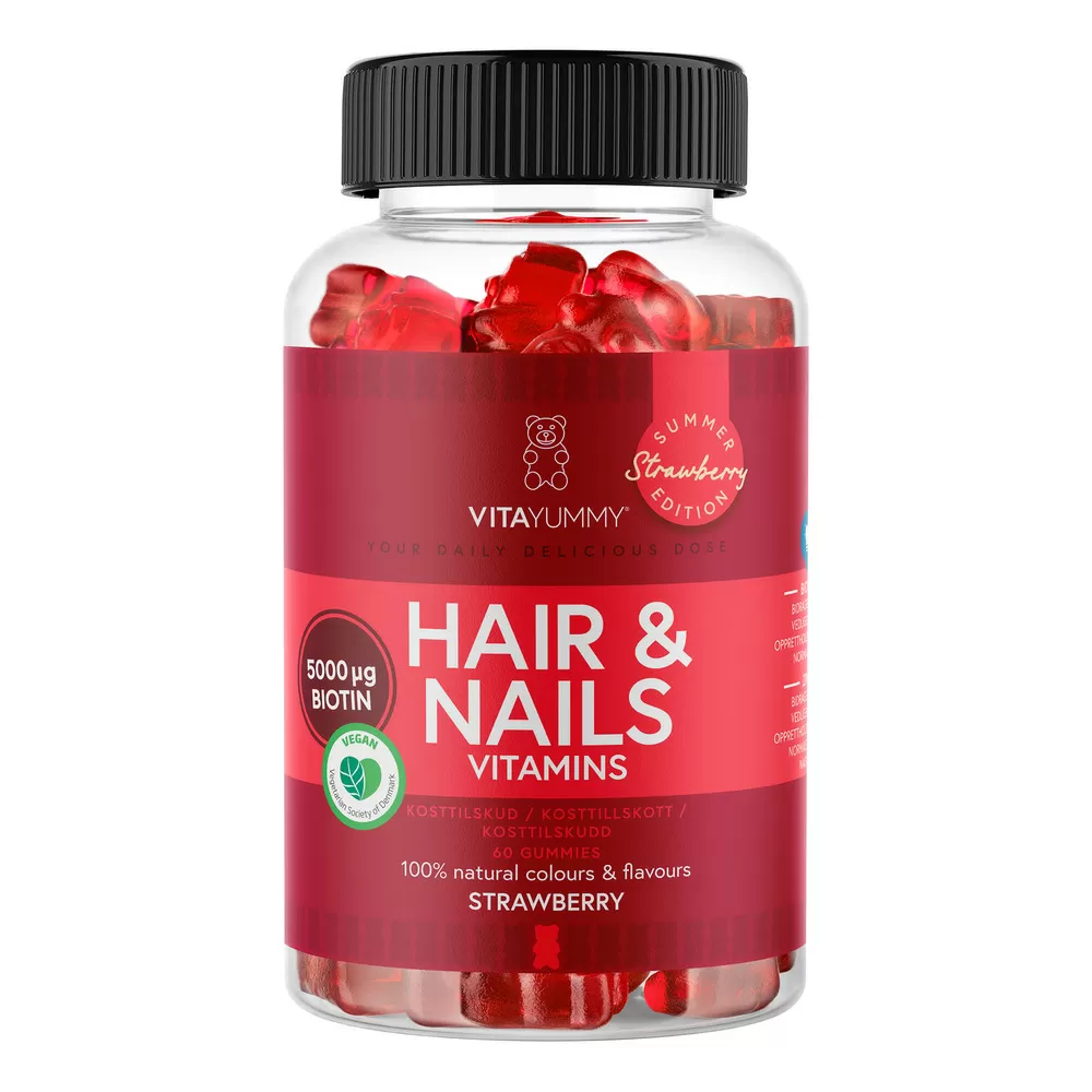 VitaYummy Hair & Nails Strawberry - 60 stk.