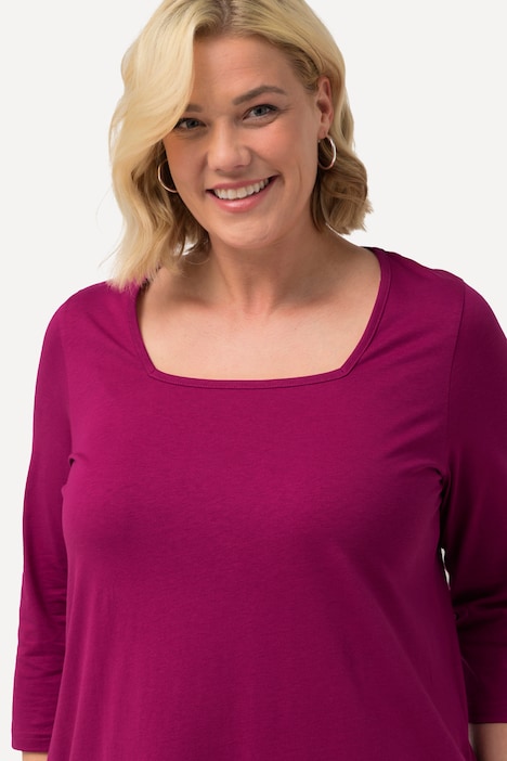 Longshirt, A-Linie, Carree-Ausschnitt, 3/4-Arm