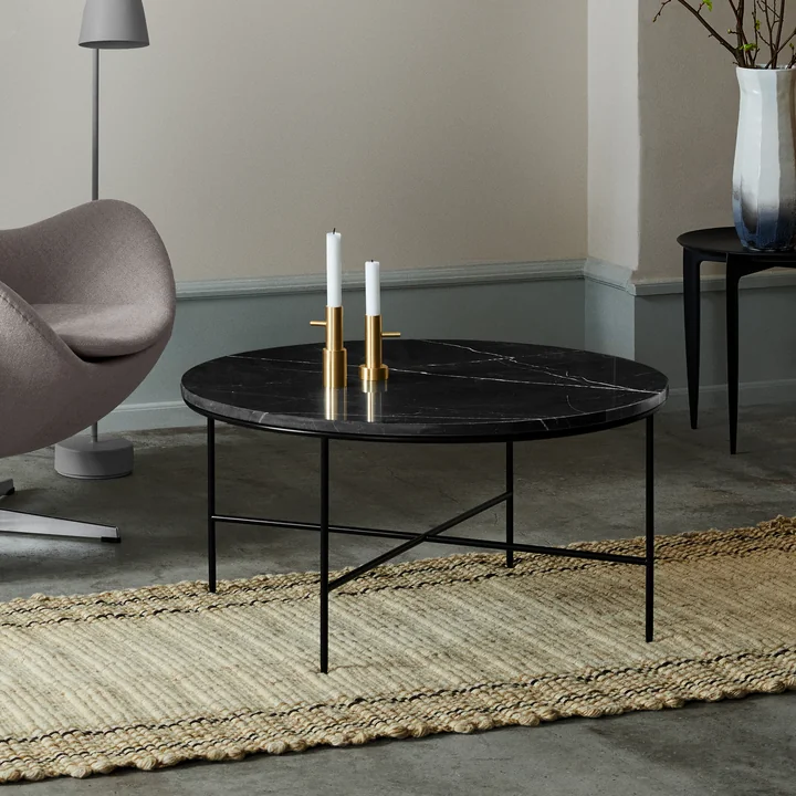 Fritz Hansen - Planner Couchtisch, Ø 80 x H 40 cm, Marmorplatte graphitgrau