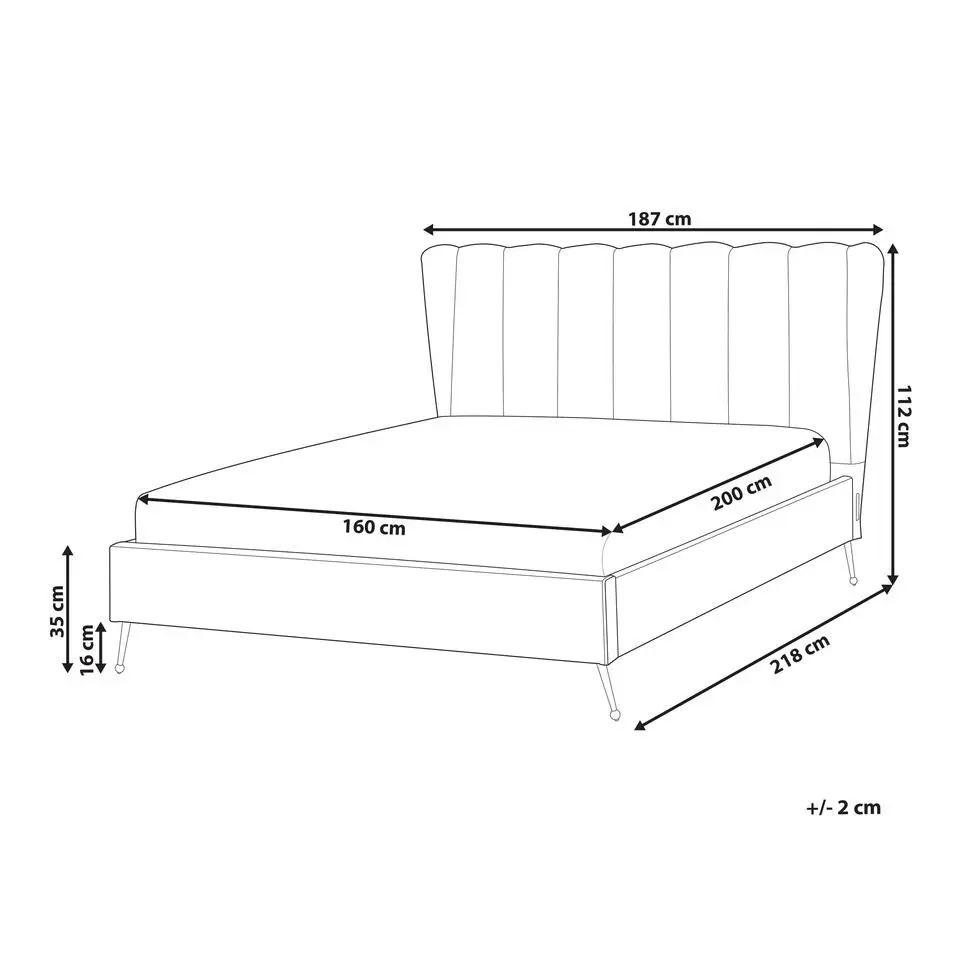 MIRIBEL - Tweepersoonsbed - Beige - 160x200 - Fluweel