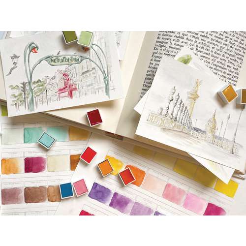 CHARVIN extrafeine Aquarellfarbe, 1/2 Näpfchen, Einzelfarben