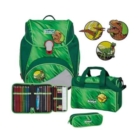 Scout Alpha Schulranzen-Set Green Rex mit Sporttasche, 4-teilig