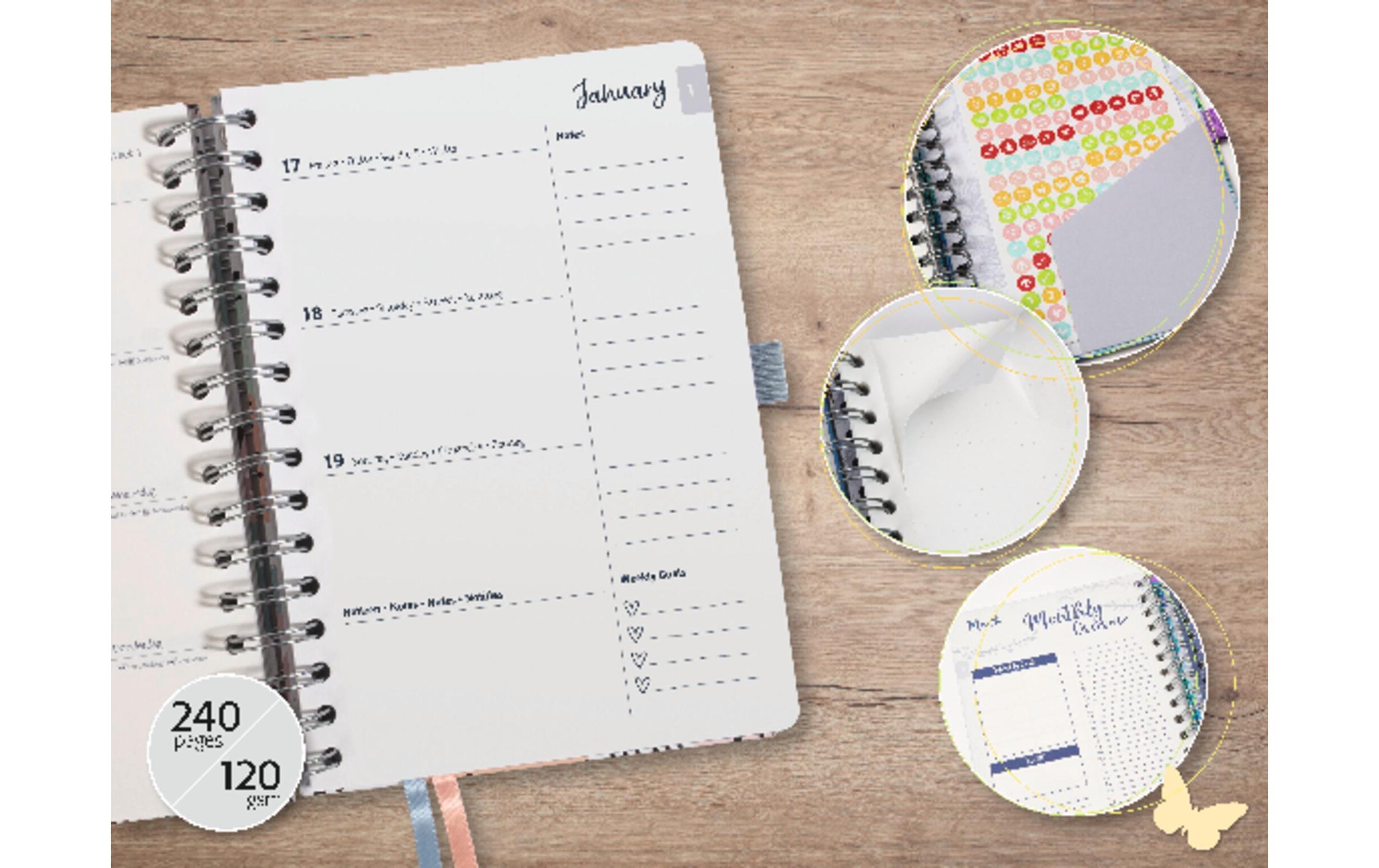Wochenagenda Inspire, Good Vibes 2026, MehrfarbigWochenplaner mit Spiralbindung