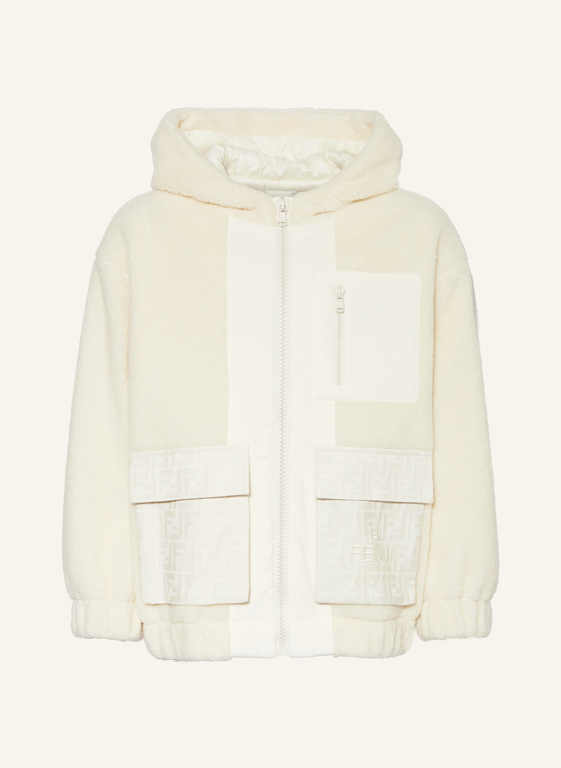FENDI Teddyfell-Jacke im Materialmix