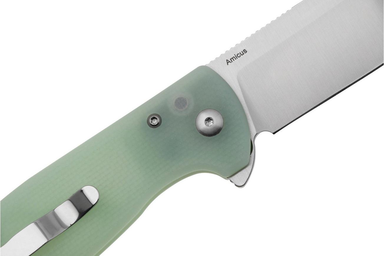 Kizer Amicus L3002A2 Button Lock, Jade G10, zakmes