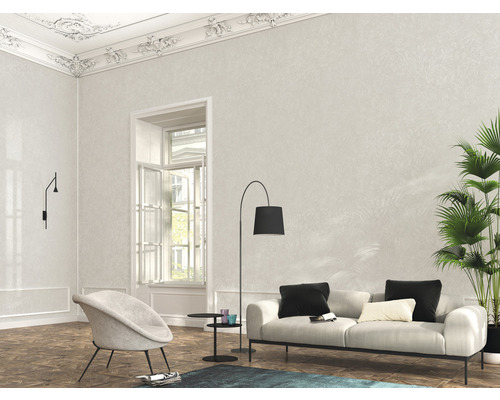 Vliesbehang 32813 Vintage Deluxe effen zilver