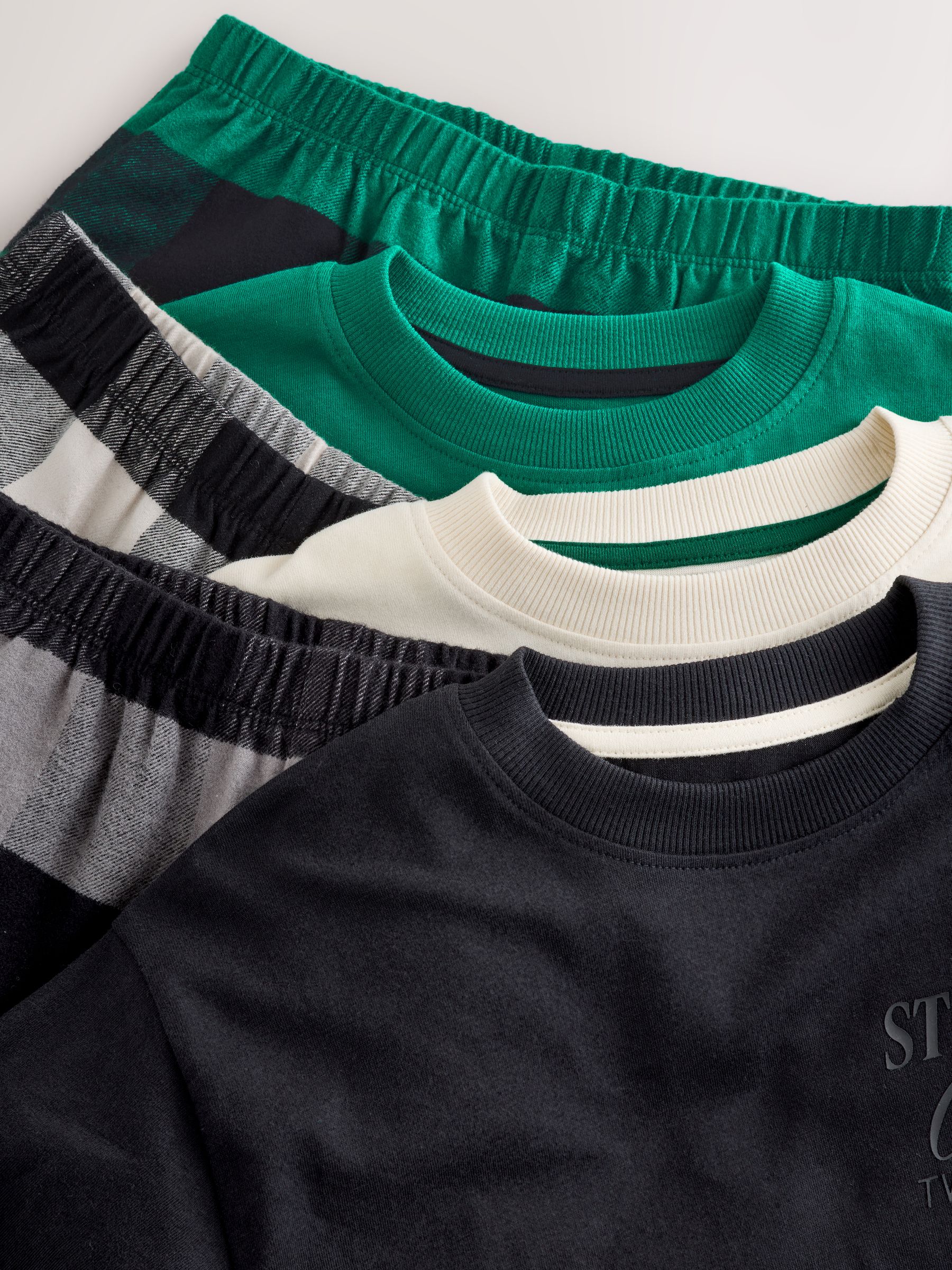 Zwart/groen/wit - Verpakking van 3 geweven geruite pyjama's (3-16 jr)