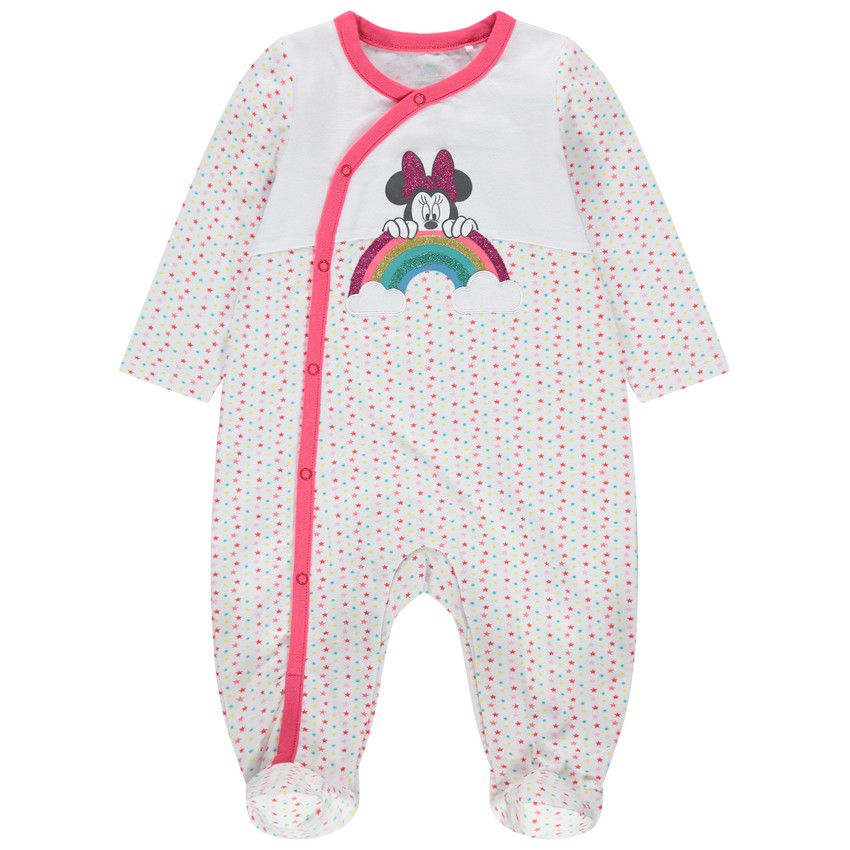 Dors-bien en jersey print Minnie à paillettes Disney - Blanc