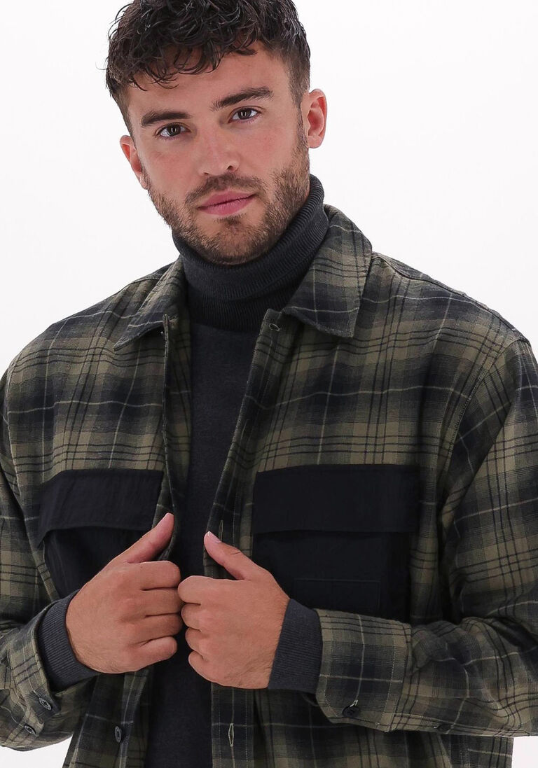 CALVIN KLEIN groene calvin klein overshirt contrast pocket check overshirt
