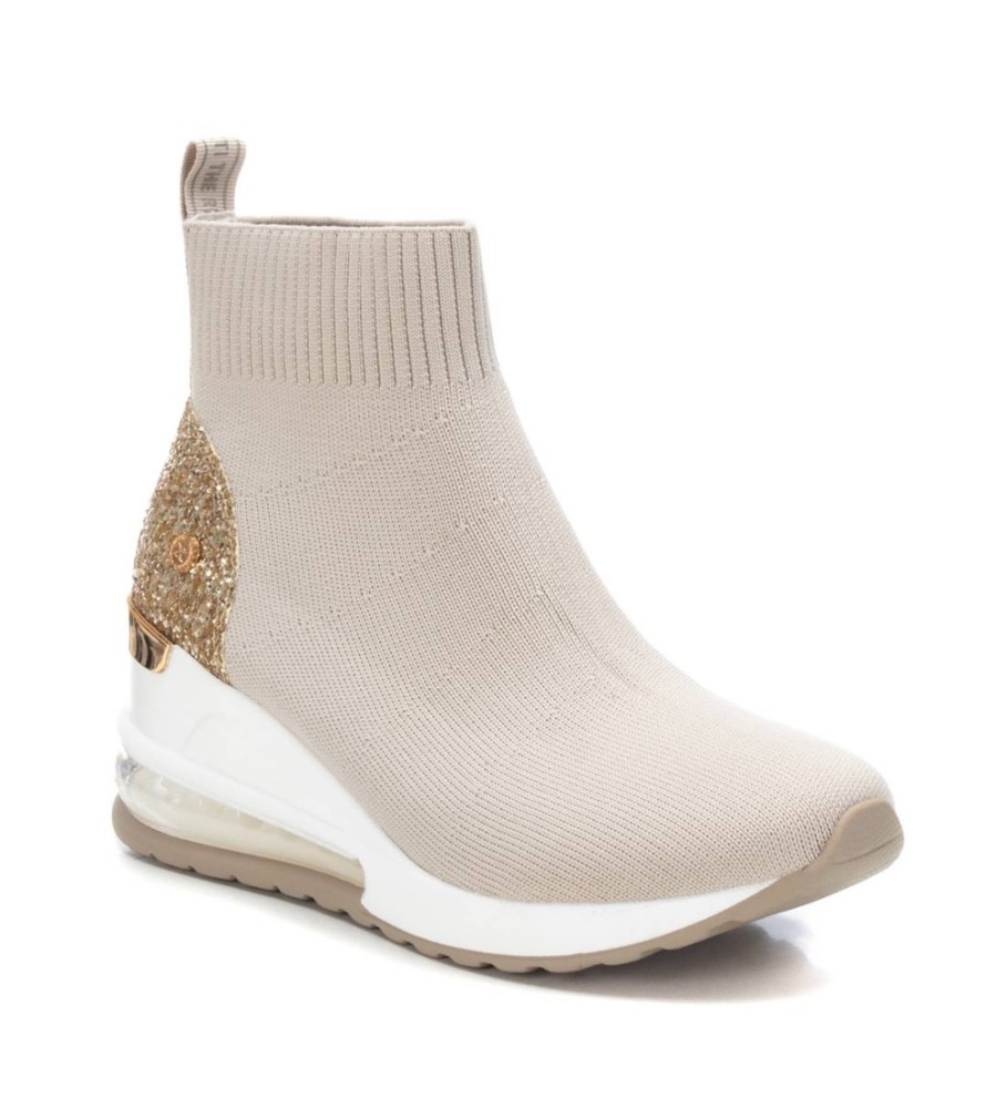 Tênis Xti 141376 Bege - Salto plataforma de 7 cm