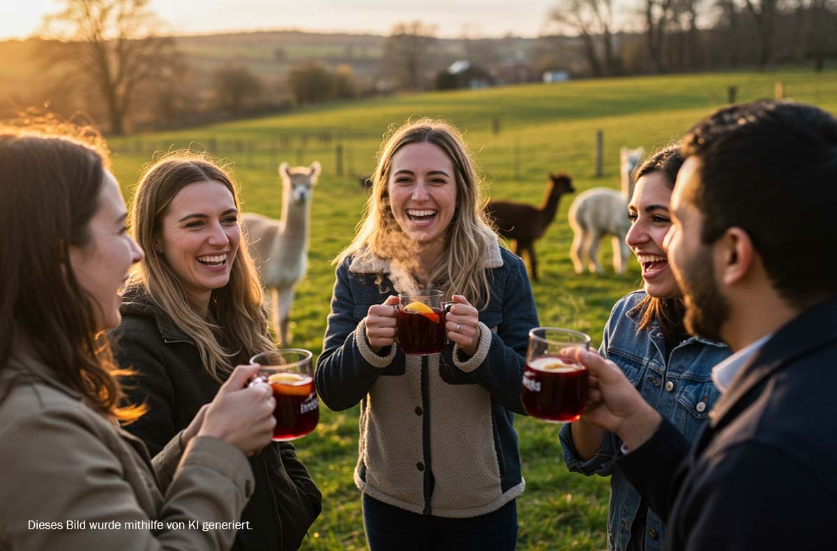 Weintasting auf der Alpakaweide