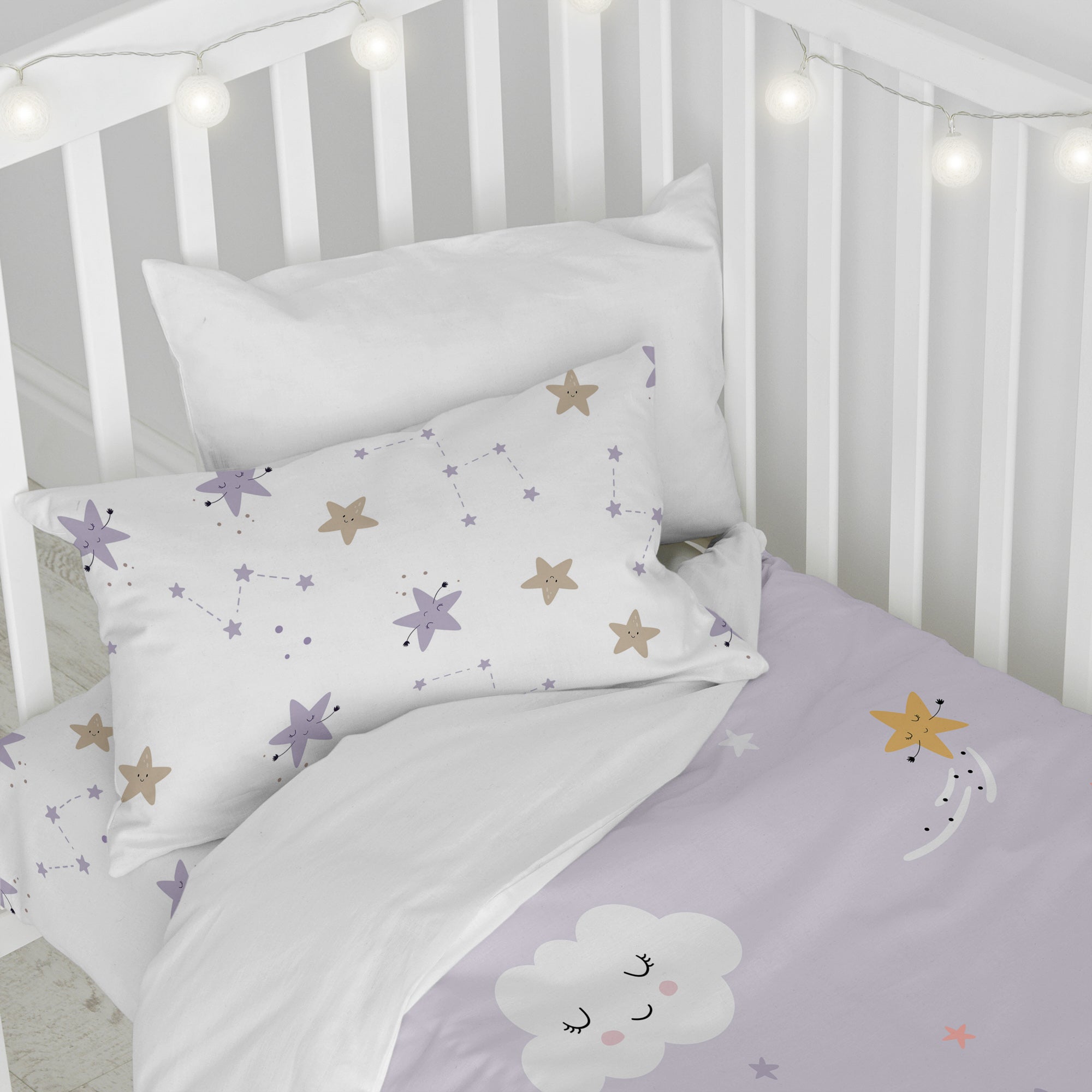 Moons Dekbedovertrek 2-delig 115x145 cm (Maxiledikant) Moshi Moshi, Veelkleurig, 100% katoen, de kwaliteit van 150 TC